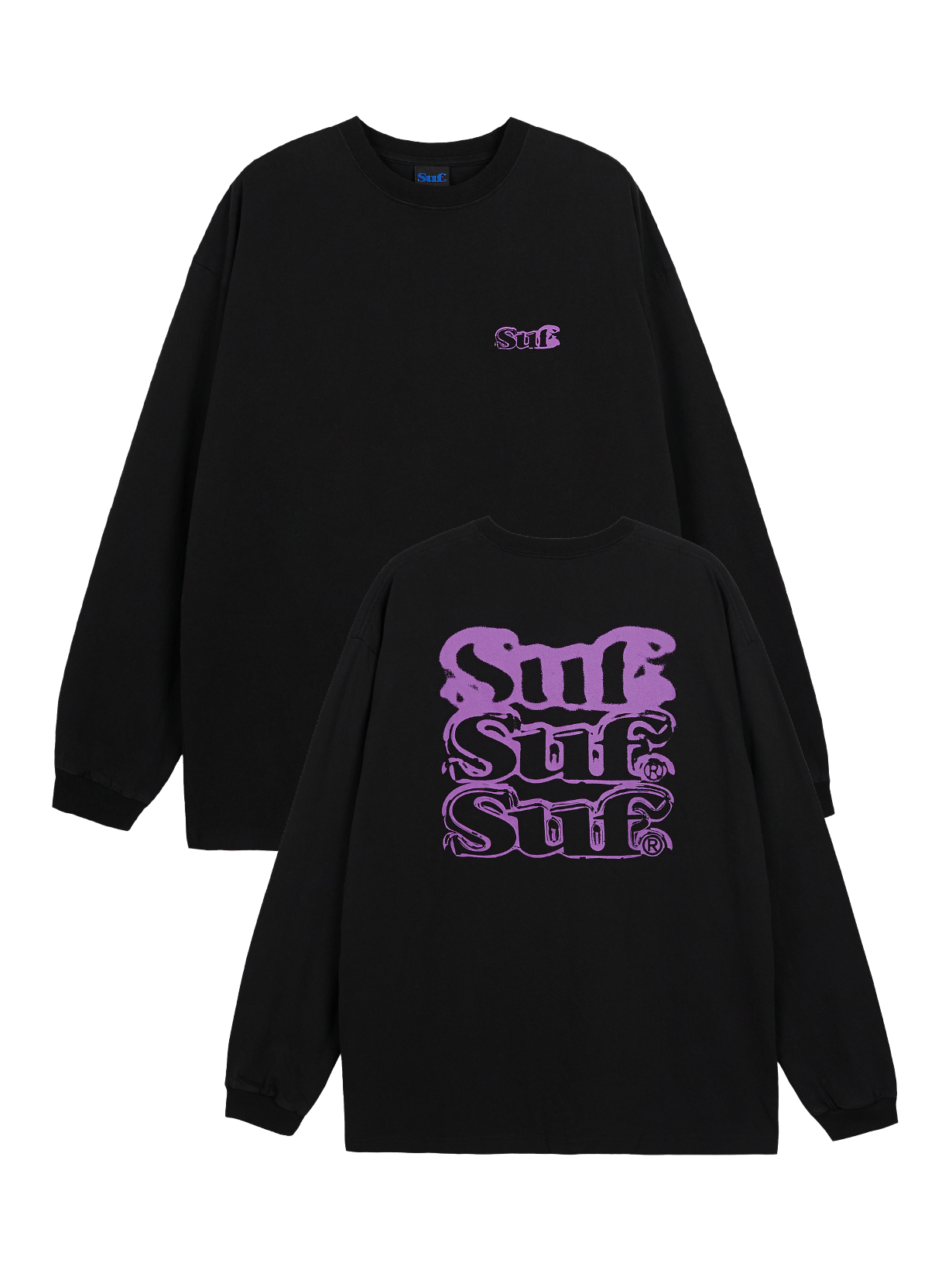 Spray Paint Long Sleeve T-shirt BLACK