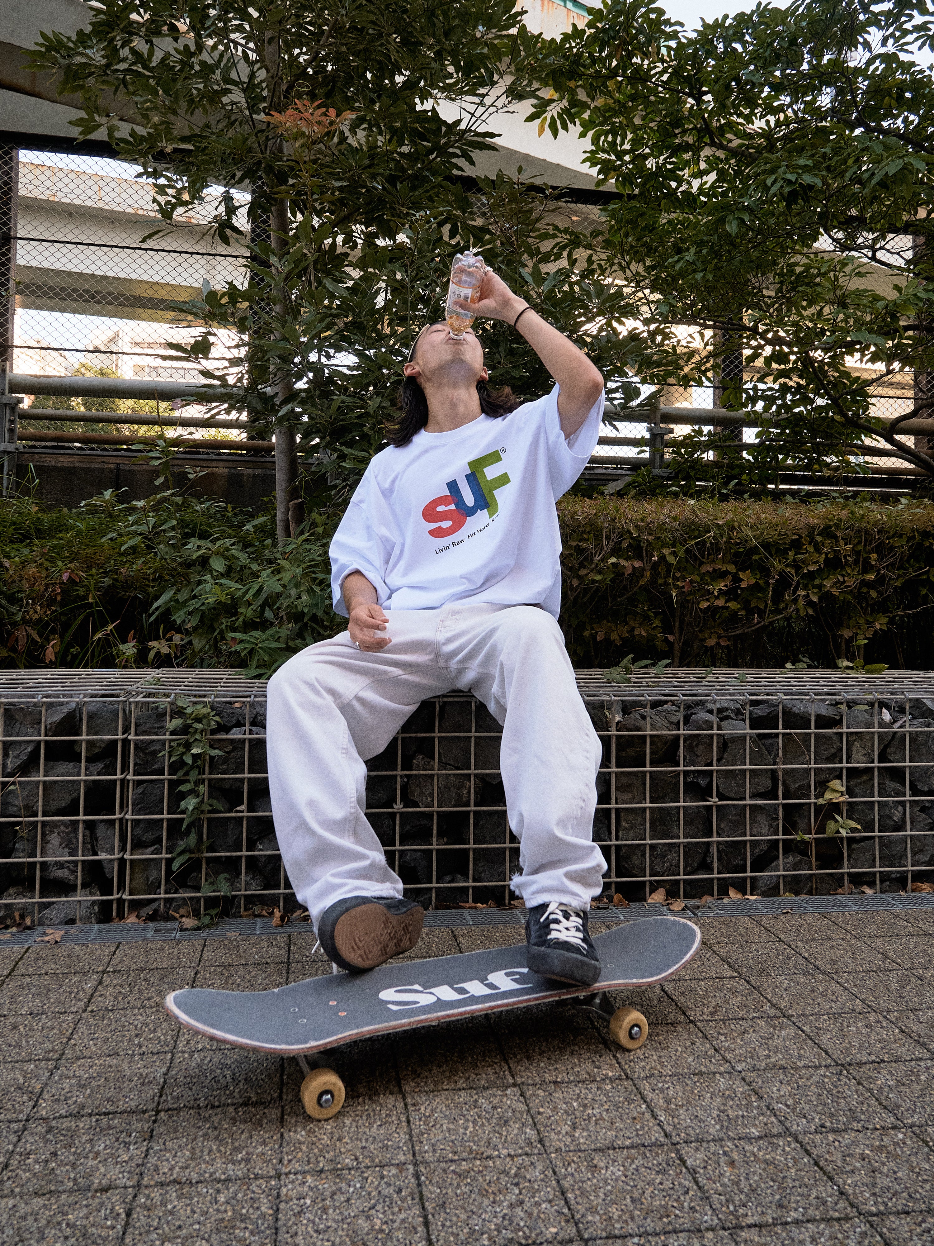 SUF OVERLAP LOGO T-SHIRT WHITE