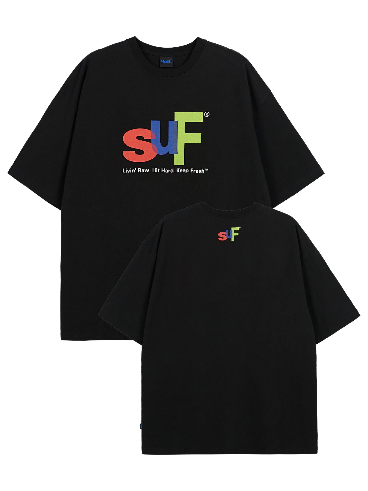 SUF OVERLAP LOGO T-SHIRT BLACK